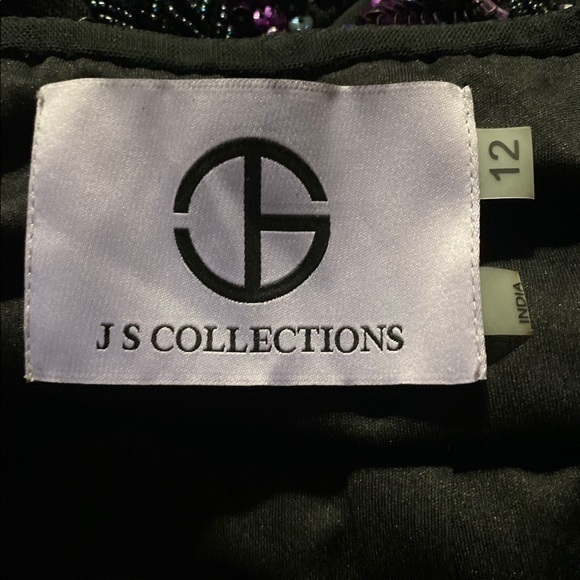 JS Collections Black Sleeveless Cami Multi Beaded Blouson Formal Gown Size 12 - Picture 9 of 10